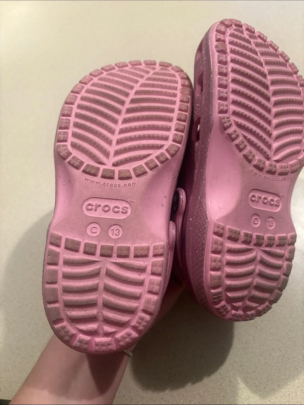CROCS Pink Glitter Kids Clogs with Snack Charms